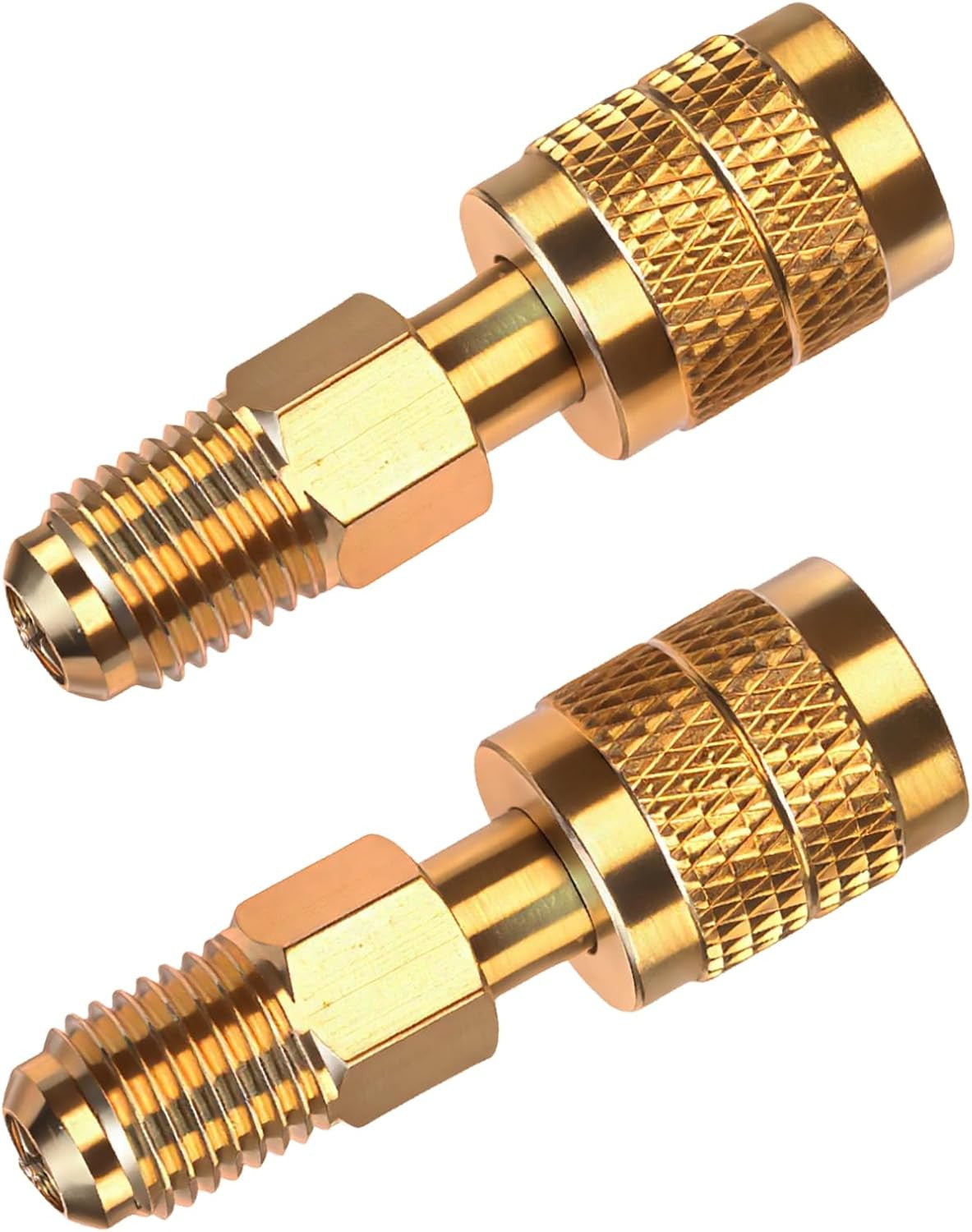2-Pack R32 R454B Refrigerant Brass Adapter, 1/4" Female to Male