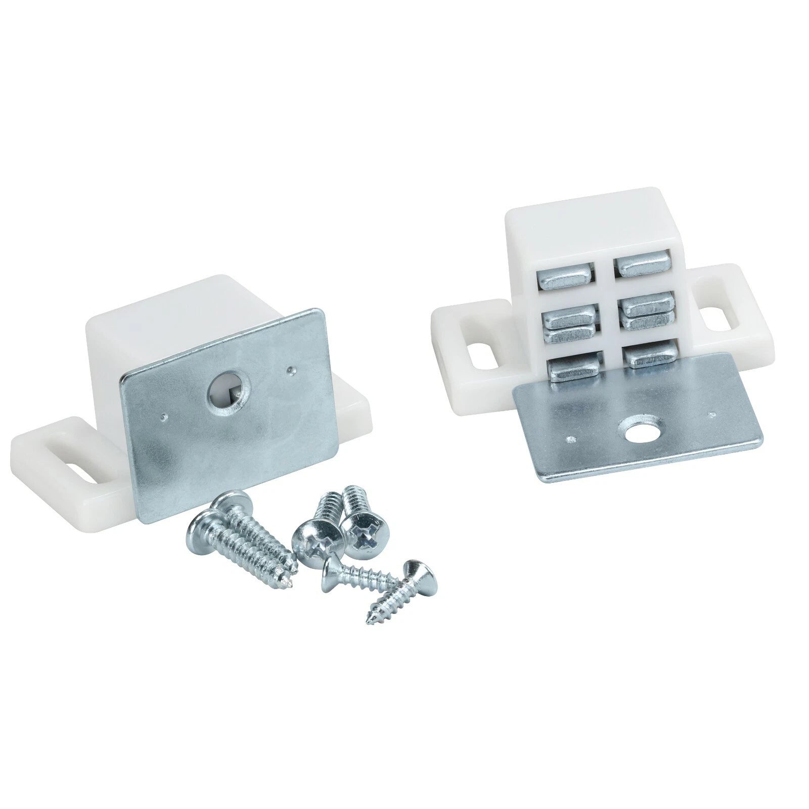 Rok Hardware Heavy Duty High Magnetic Catch, White / Nickel, 2 Pack