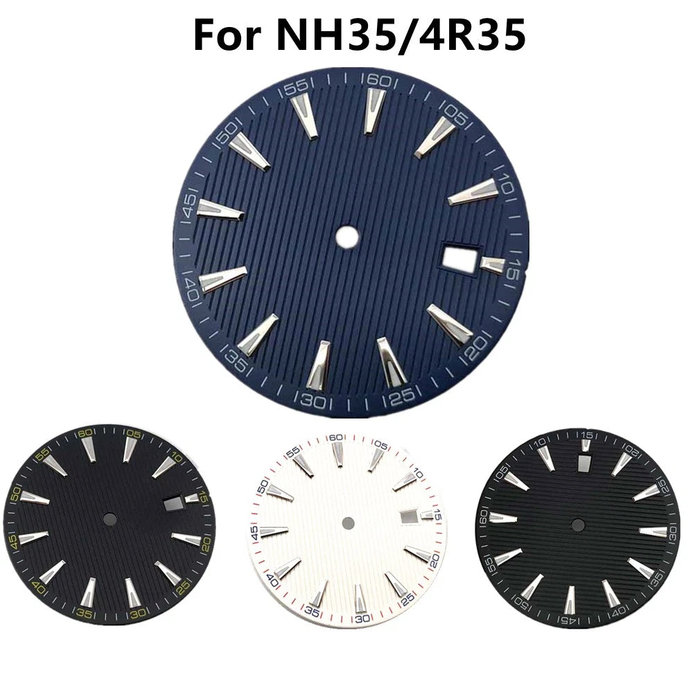 33.5mm Watch Dial Face Plate Date @3 Replacement Part For Nh35/nh35a