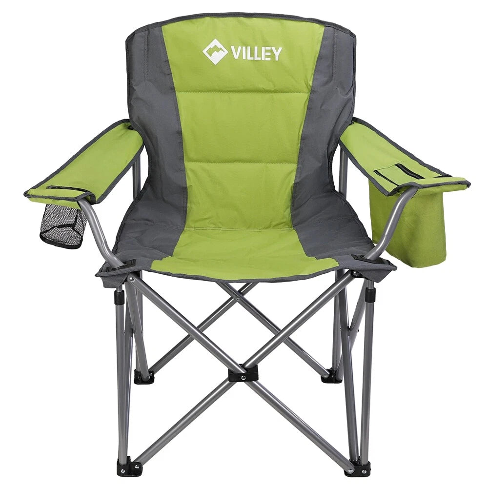 Villey Camping Chair Oversized Folding Camp Chair Padded Seats Cooler