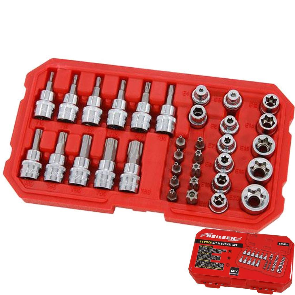 Neilsen 34pc Torx Socket Bit Holder Set