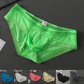 Mens Breathable Ice Silk Low Waist Translucent Underwear Briefs For