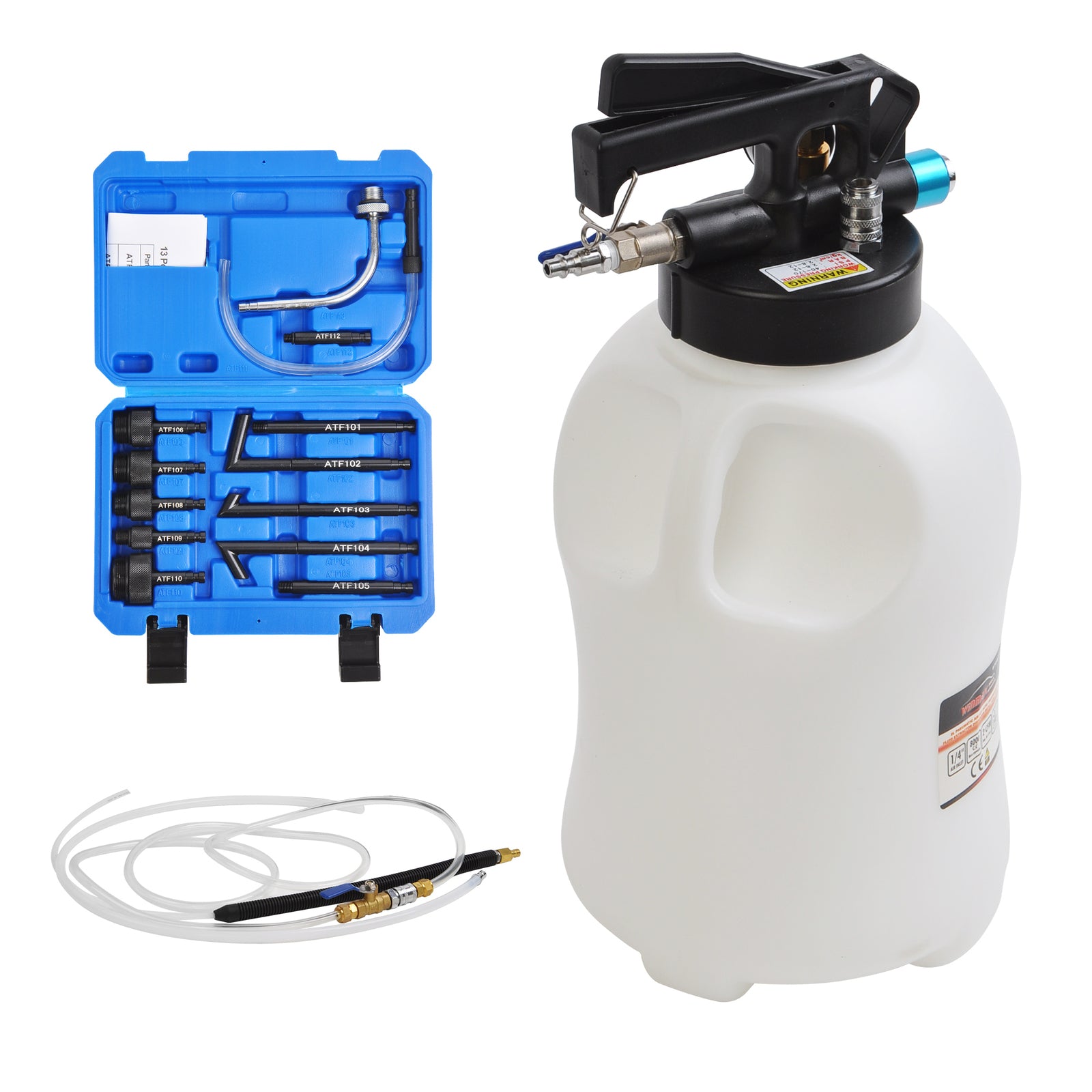 8L Two Way Pneumatic ATF Oil Liquid Extractor 14 pcs ATF Adapters
