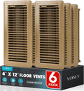 Floor Register 4x12, 6 Pack Floor Vent Covers, Steel Adjustable Air