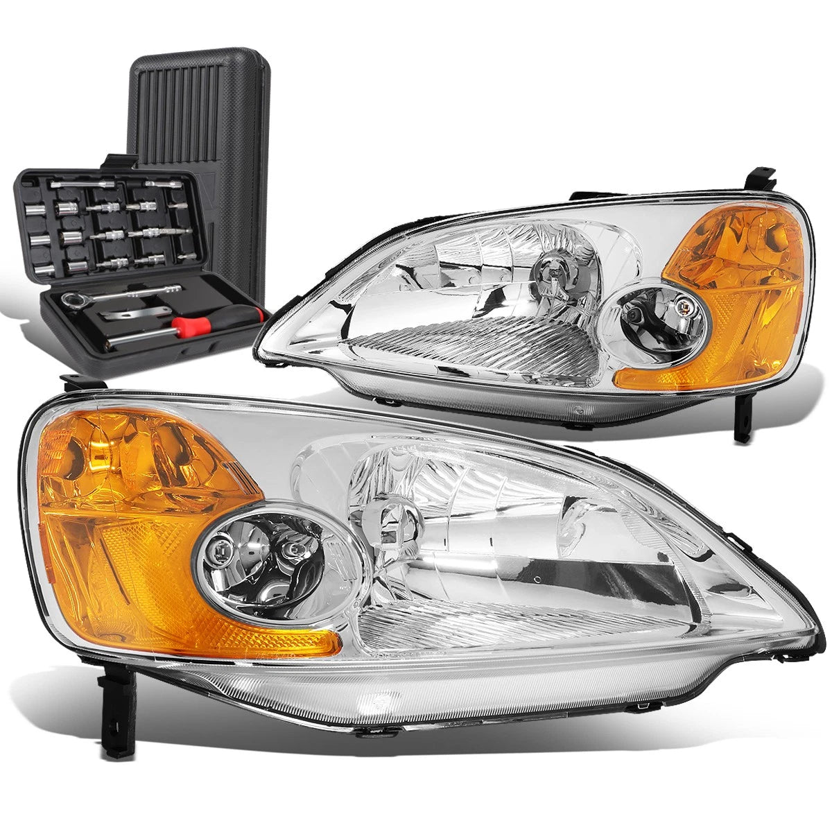 For 2001-2003 Honda Civic Pair Chrome/amber Signal | Built Supply Co