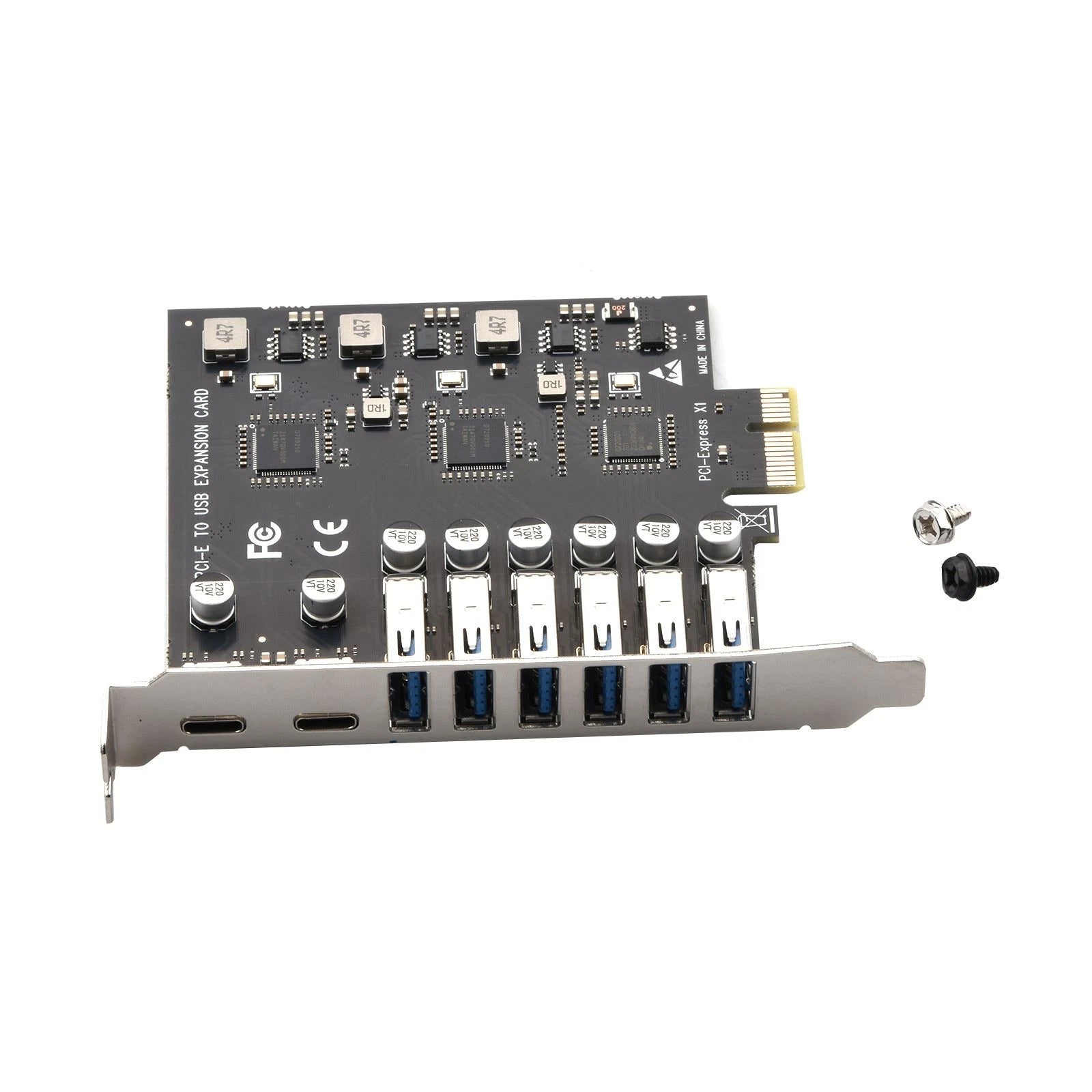 Expansion Card Pci-e To 8 Port Usb3.2 Gen1 Controller Type-c 5gbps