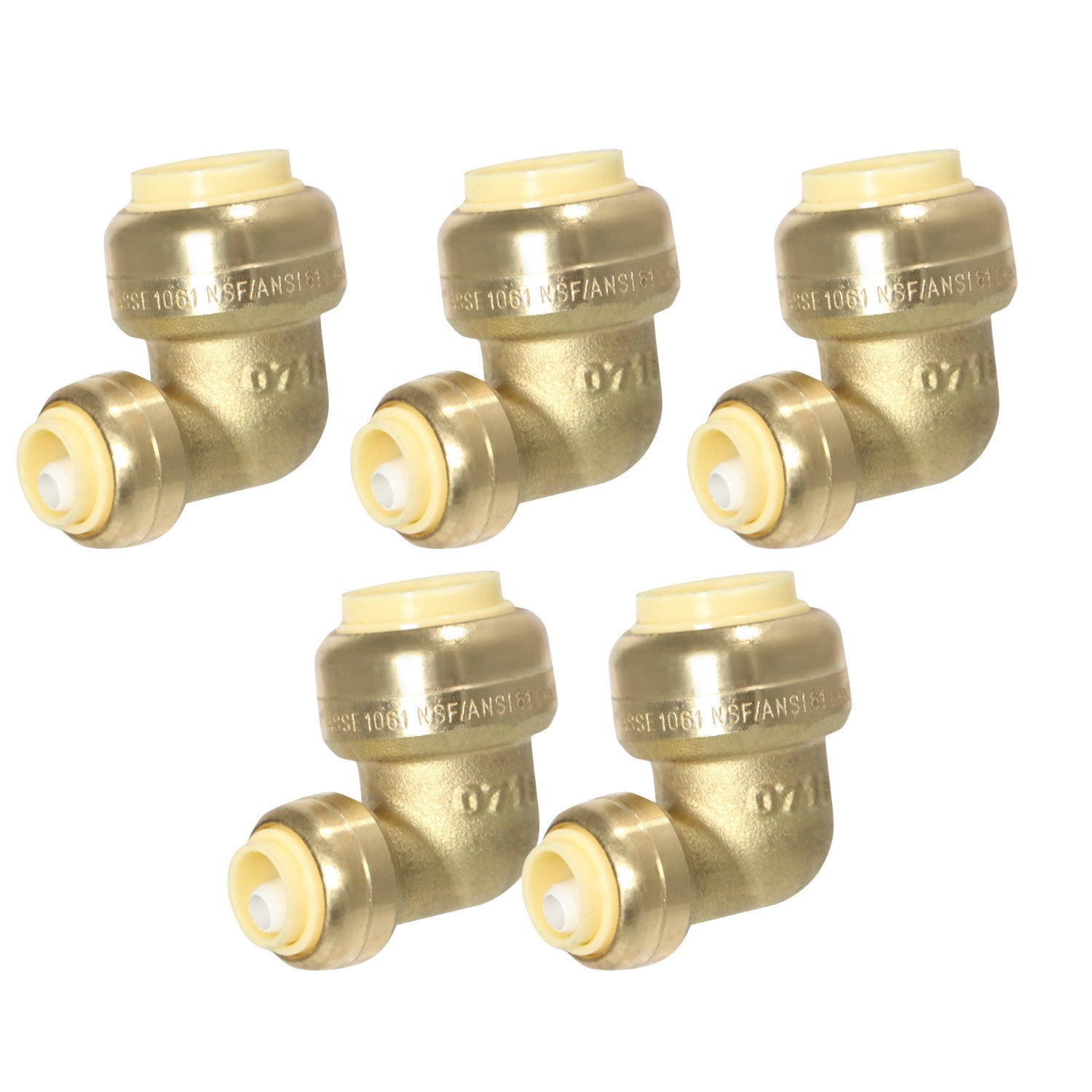 5 Pack XFITTING 1/2" X 1/4" Push Fit Reducing Elbow, Le