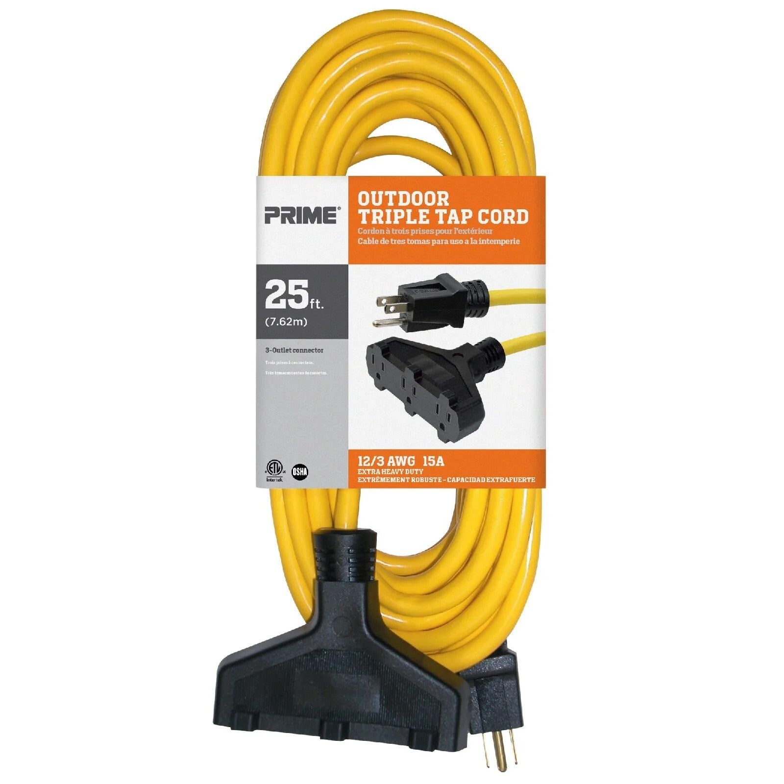 Prime 25ft Extension Cord 12 AWG