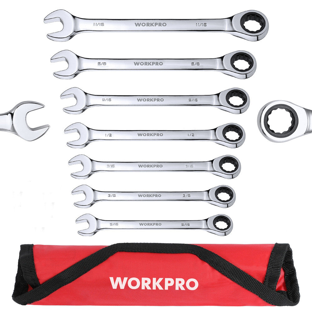 7PC 5/16-11/16" Ratcheting Combination Set Wrench SAE Combo Wrench