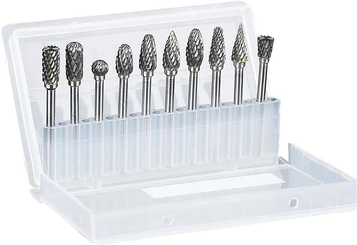 10pc 3x6mm Double Cut Carbide Rotary Burr Drill Bits File &amp; Rasp Tungsten Steel