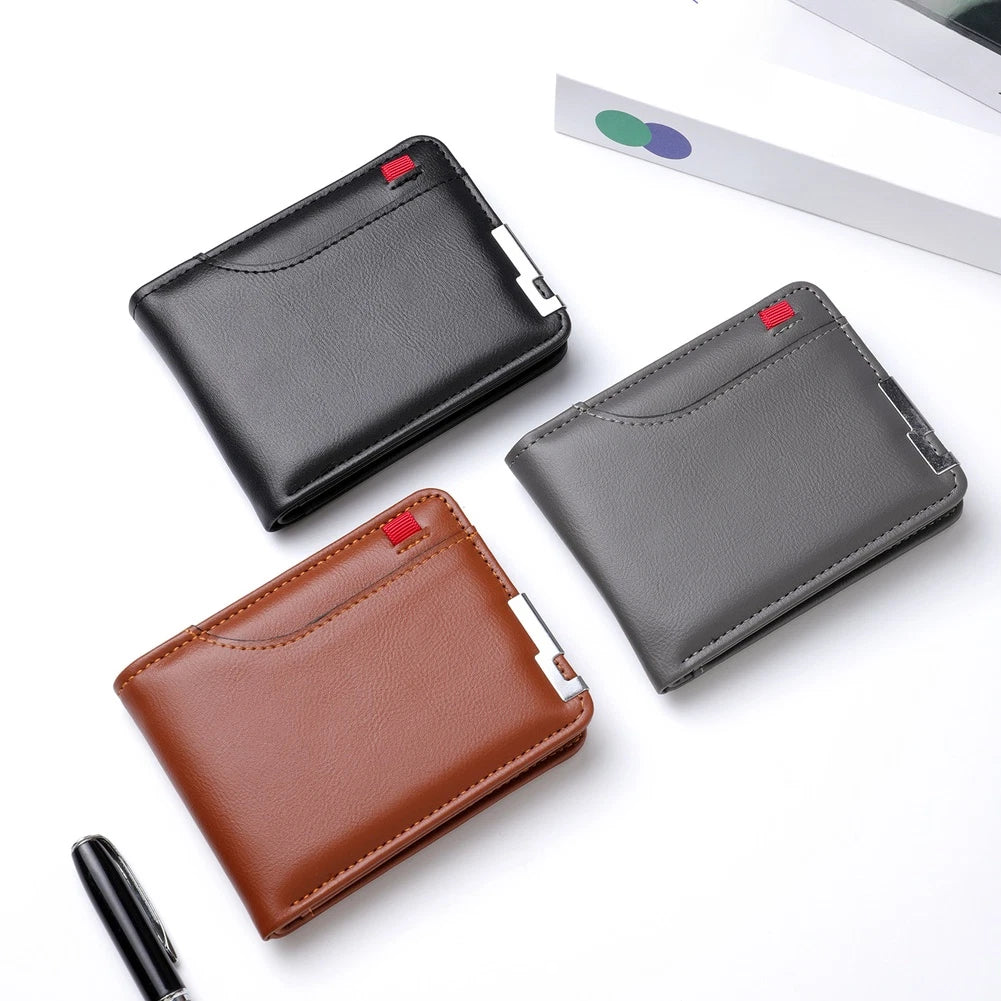 Men's Slim Two-fold Wallet Made Of Pu Leather With Card Slots And