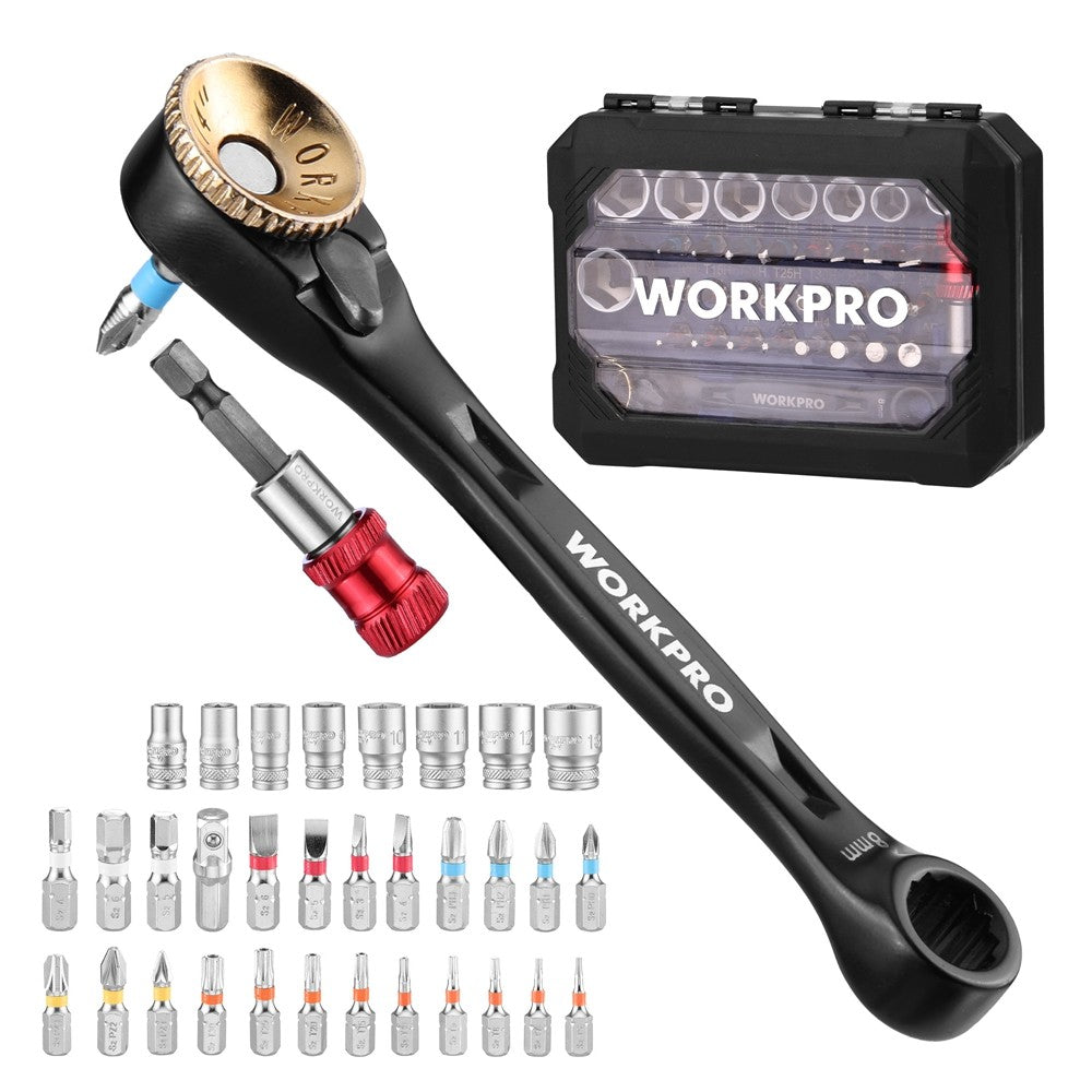 WORKPRO 34pc Low Profile Ratchet Wrench Set by WORKPRO