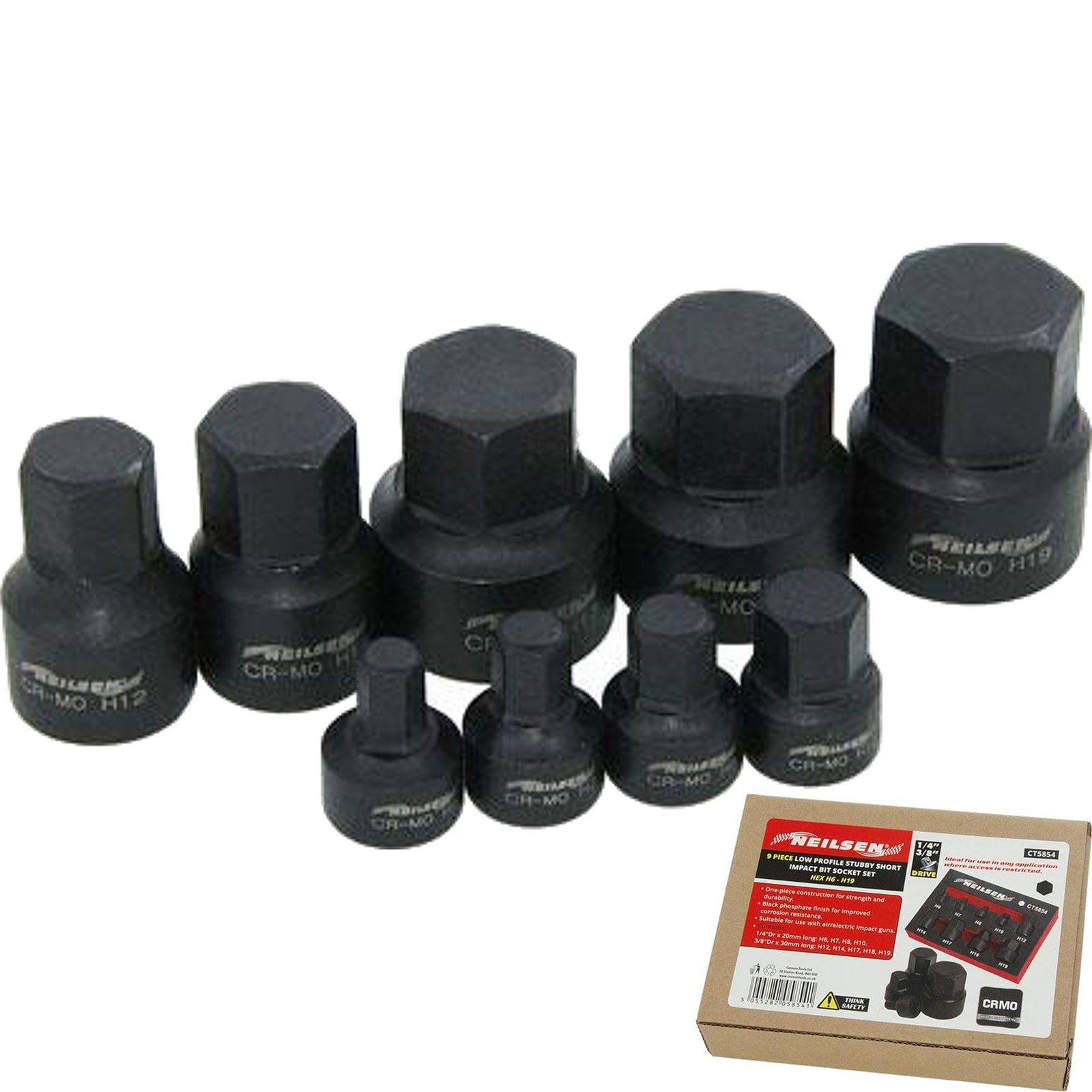 Neilsen Stubby Short Impact Hex Bit Set