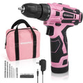 WORKPRO 12V Pink Cordless Drill Driver Set by WORKPRO