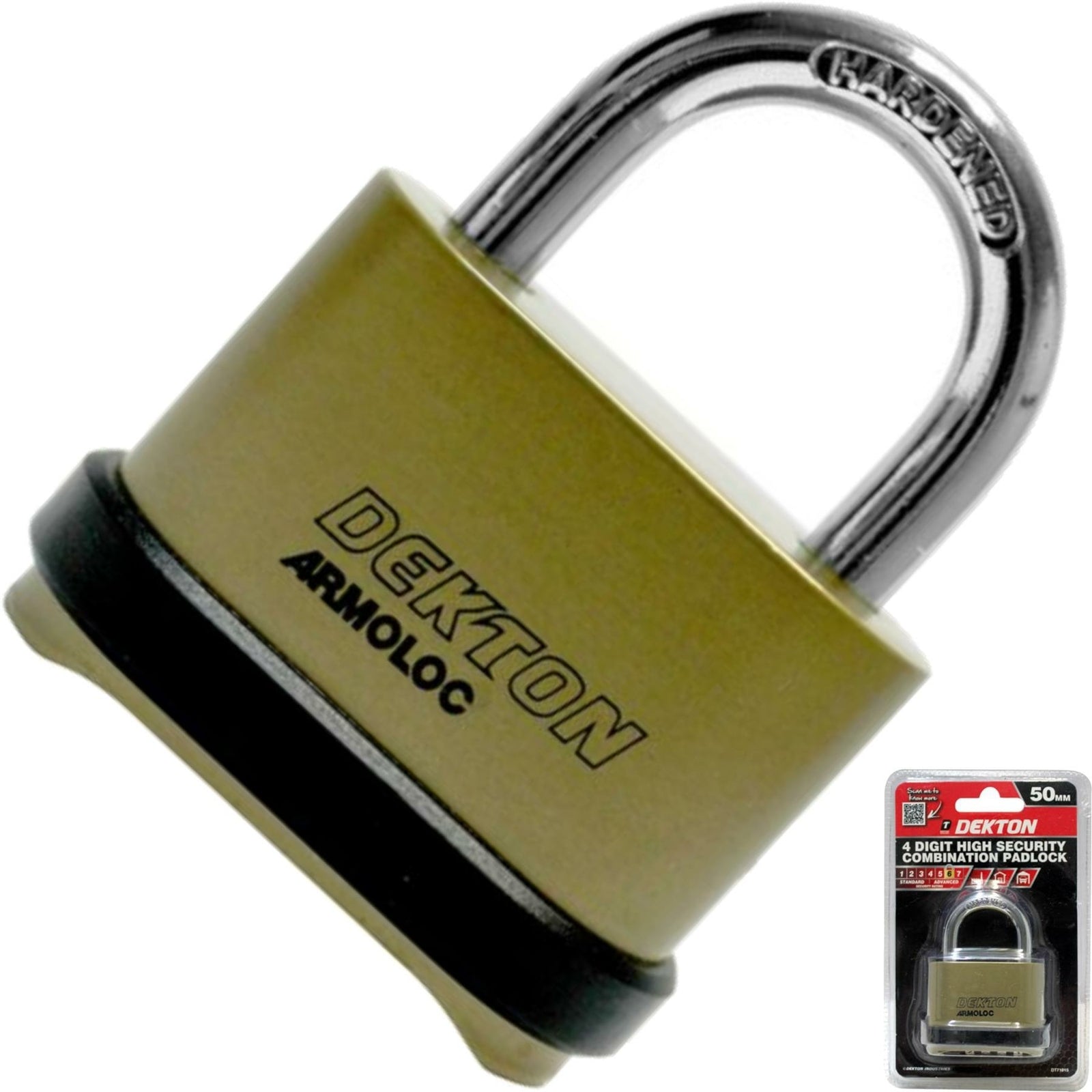 Dekton 50mm Combination Padlock