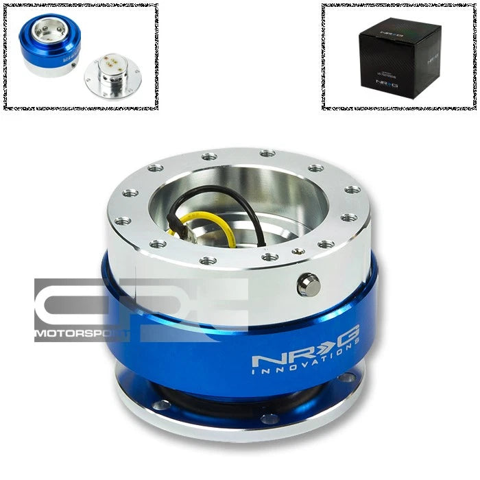 Nrg 6-hole Steering Wheel Blue/silver Quick Release | Built Supply Co