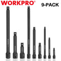 WORKPRO 9PC Impact Socket Driver Extension Bar Set 1/4" 3/8" 1/2 Drive