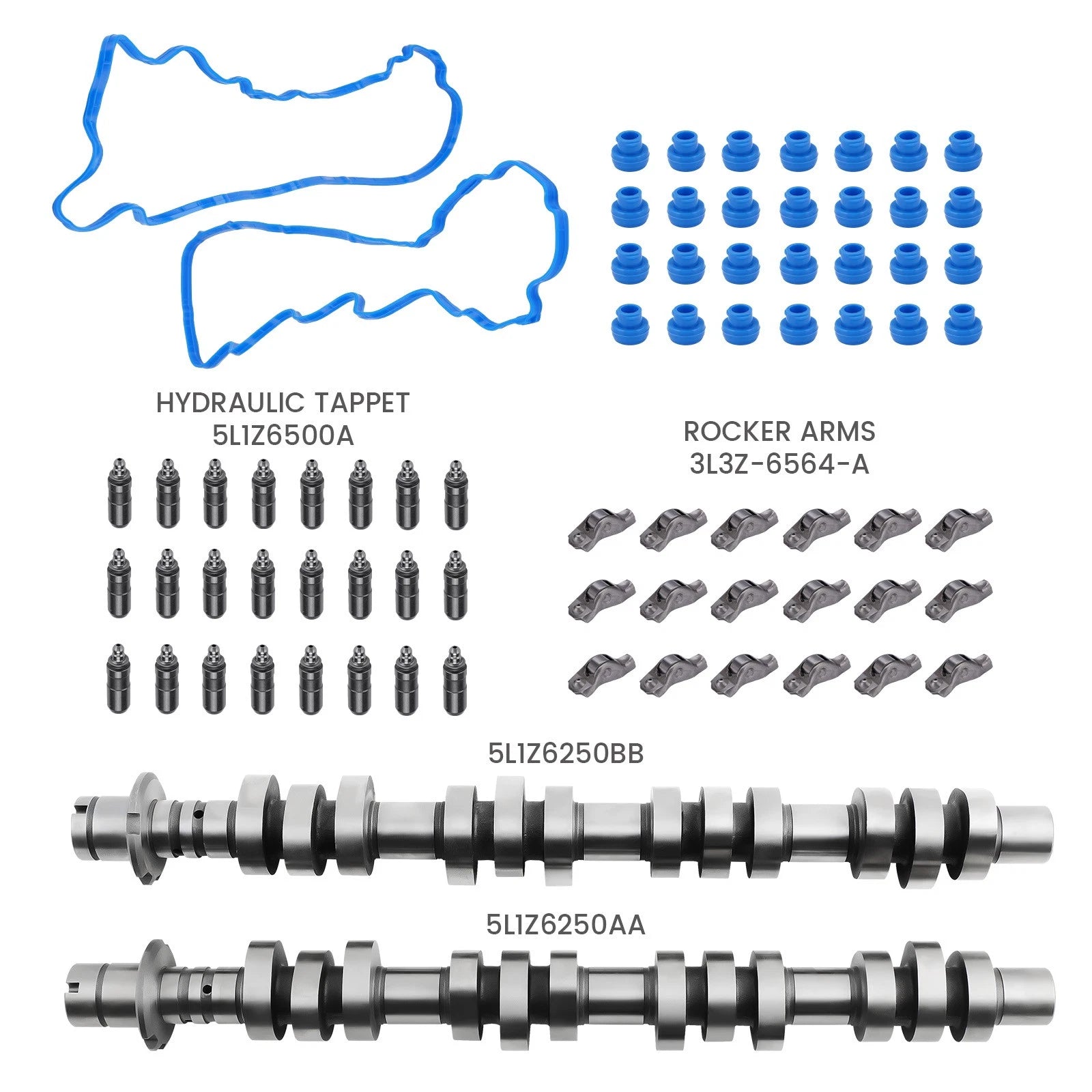 Left &amp; Right Camshaft &amp; Rocker Arms &amp; Lifters for F-150 4.2L 4.6L 5.4L V8 F-250