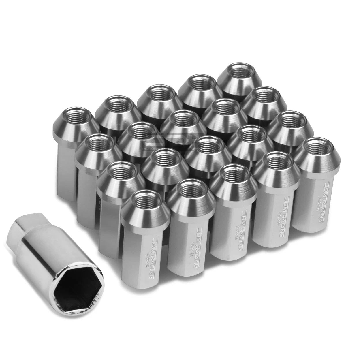 Closed End M12x1.25 50mm Tall 25mm Od Silver Aluminum Jdm Lug