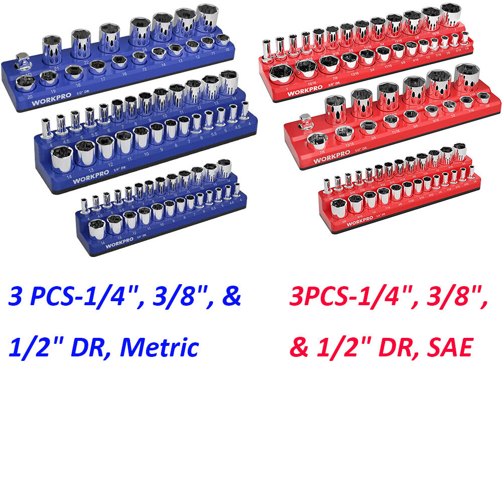 WORKPRO Magnetic Socket Organizer Set 3PCS by WORKPRO