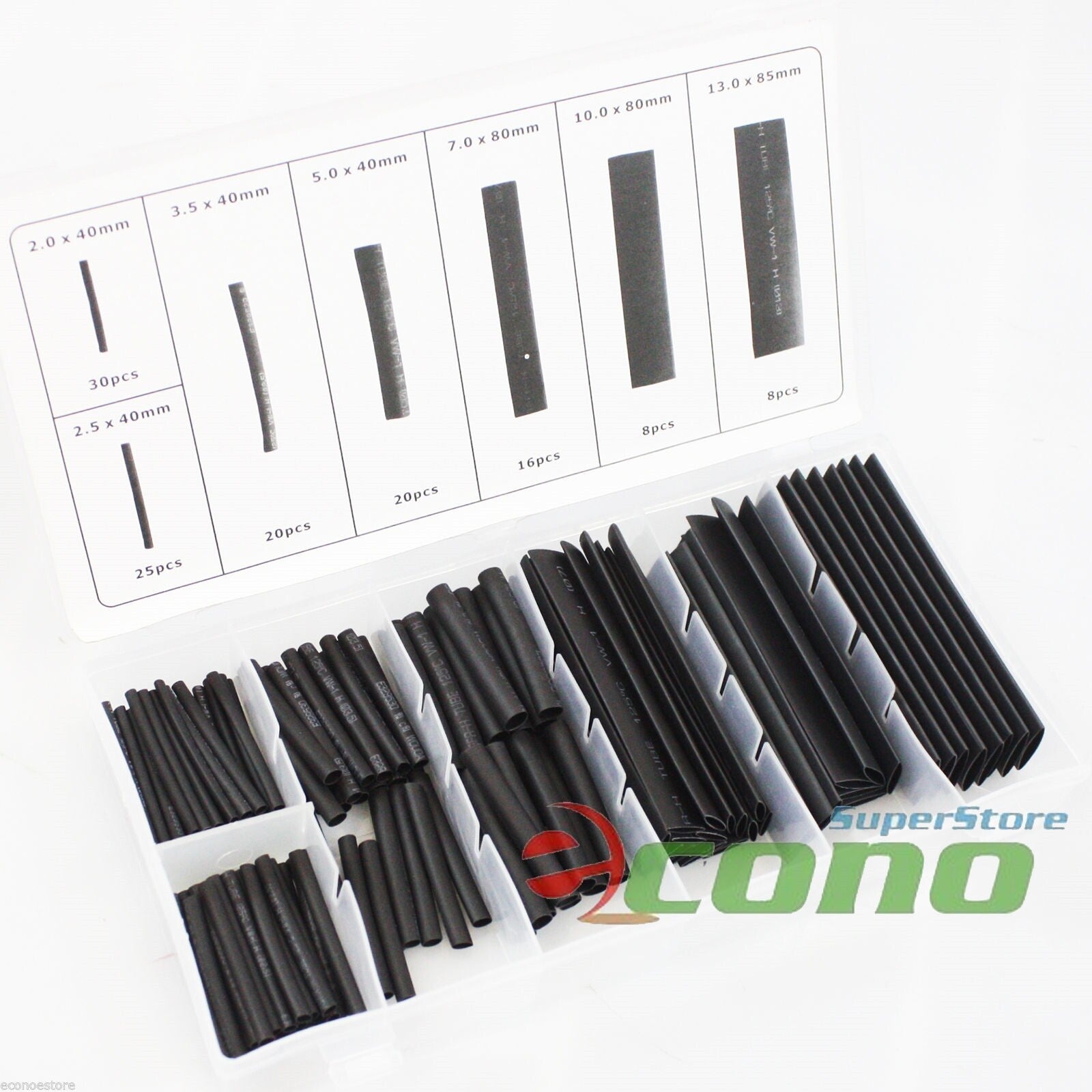 127pc Heat Shrink Tubing Assortment for Electrical Connections by Unbranded