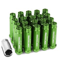 Open End M12x1.5 90mm Tall 25mm Od Green Aluminum Jdm Lug Nuts+adapter