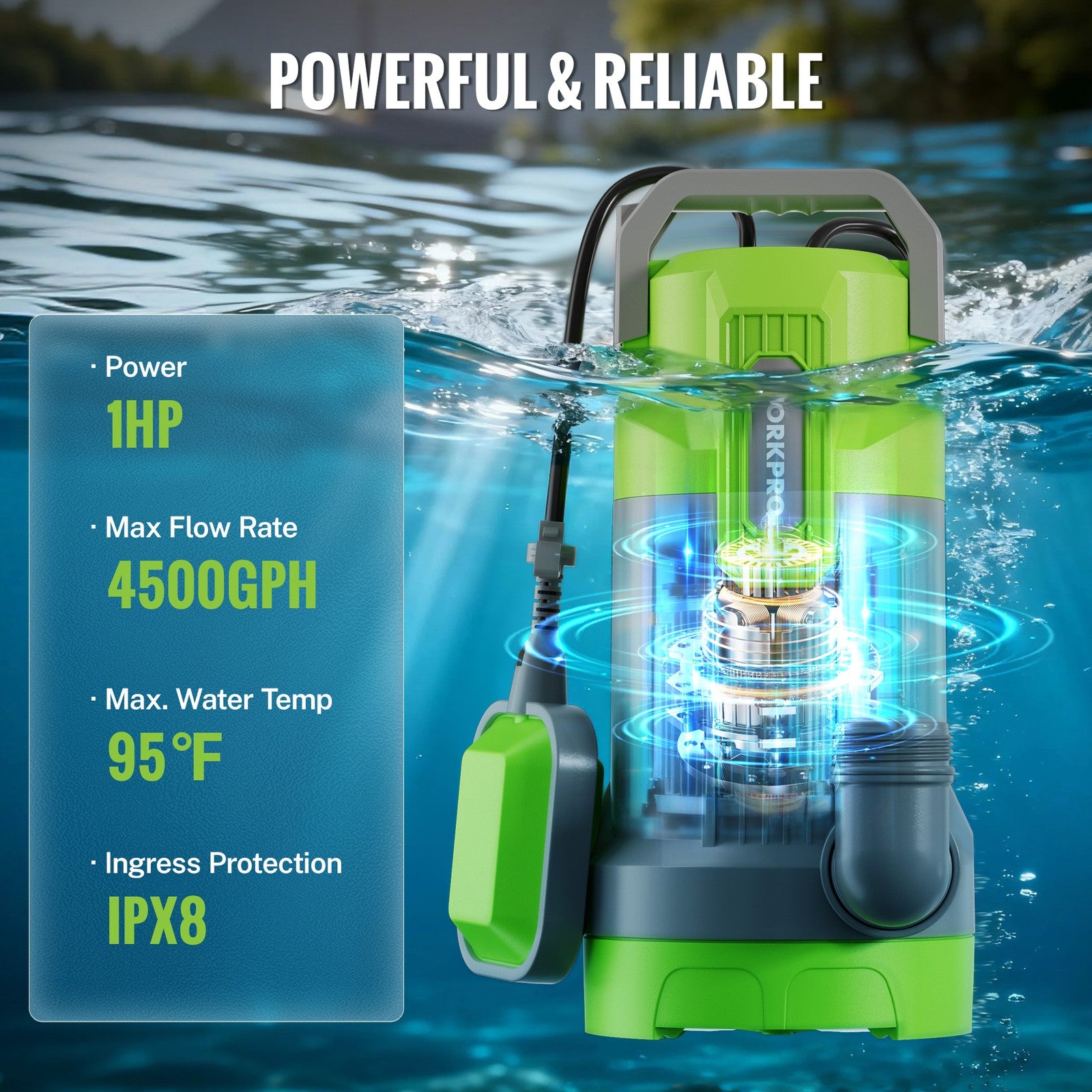 Workpro 1HP Submersible Sump Pump by WORKPRO