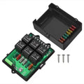 12V Fuse Relay Box With 6 Way Relay And 14 Blade Fuses For Auto