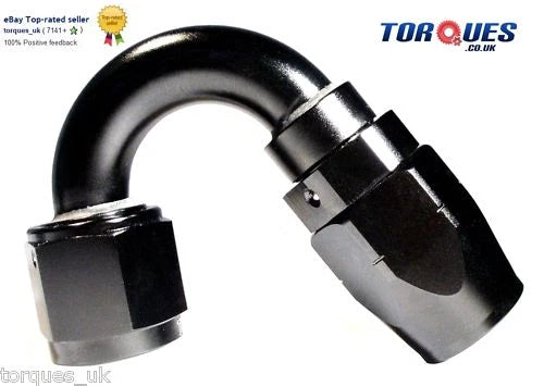 AN -6 (AN6 ) 150 DEGREE Swivel Seal BLACK Hose Fitting
