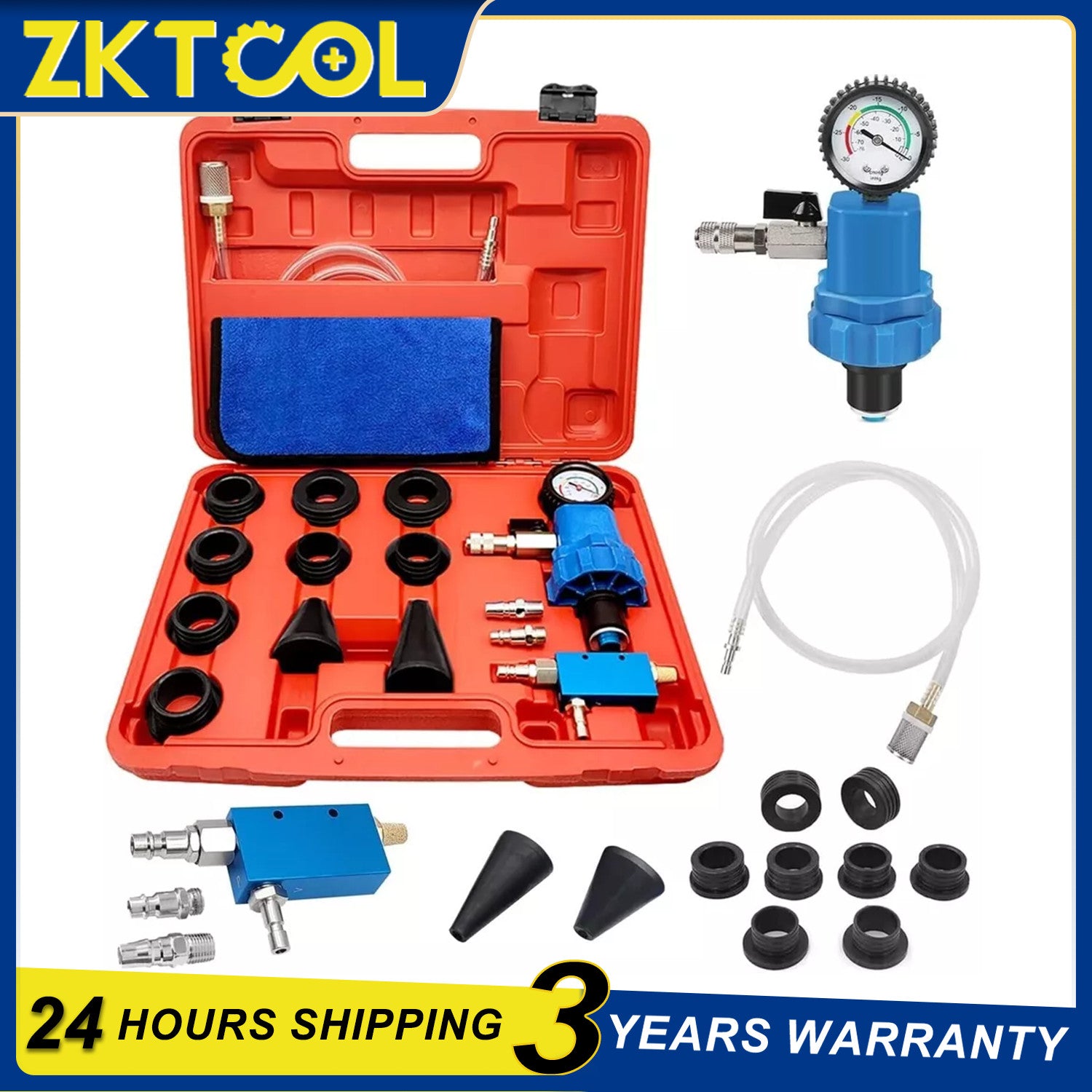 16pc Radiator Cooling System Vacuum Purge Gauge Tool Kit