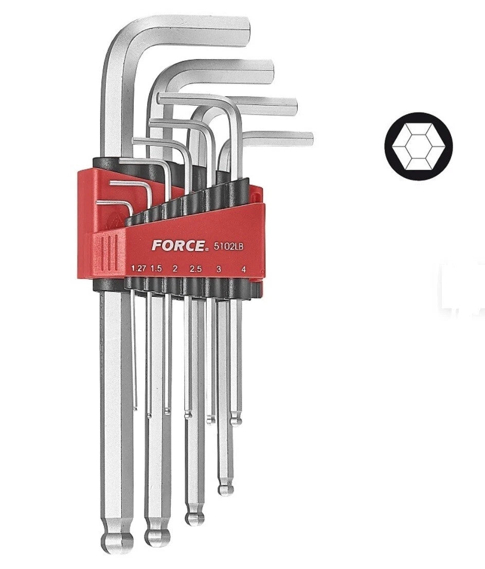 Force 5102lb / 5102xlb Ball Point Hex Allen Key Wrench 1.27-10mm