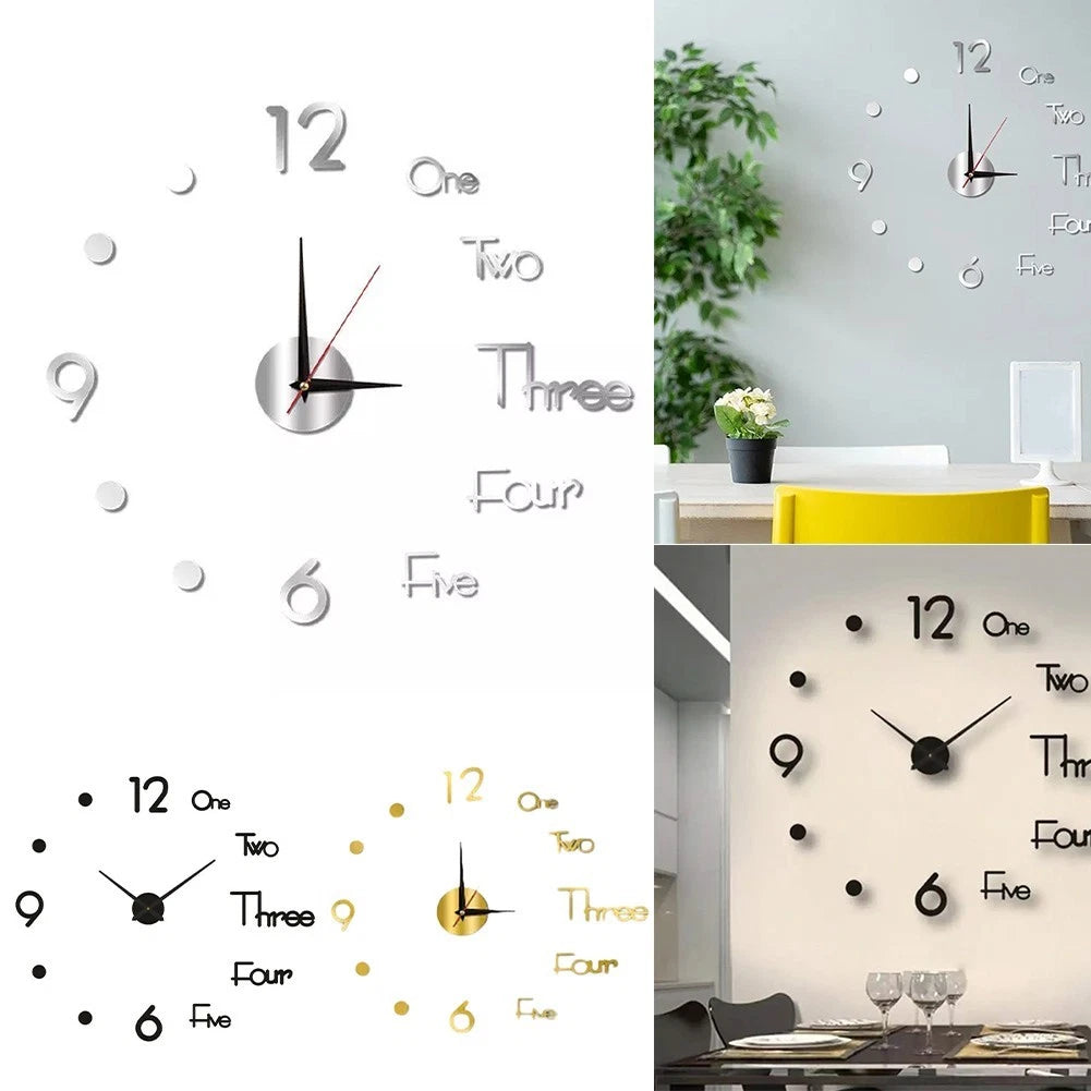 Diy 3d Wall Clock Modern Mirror Sticker For Living Room And Room