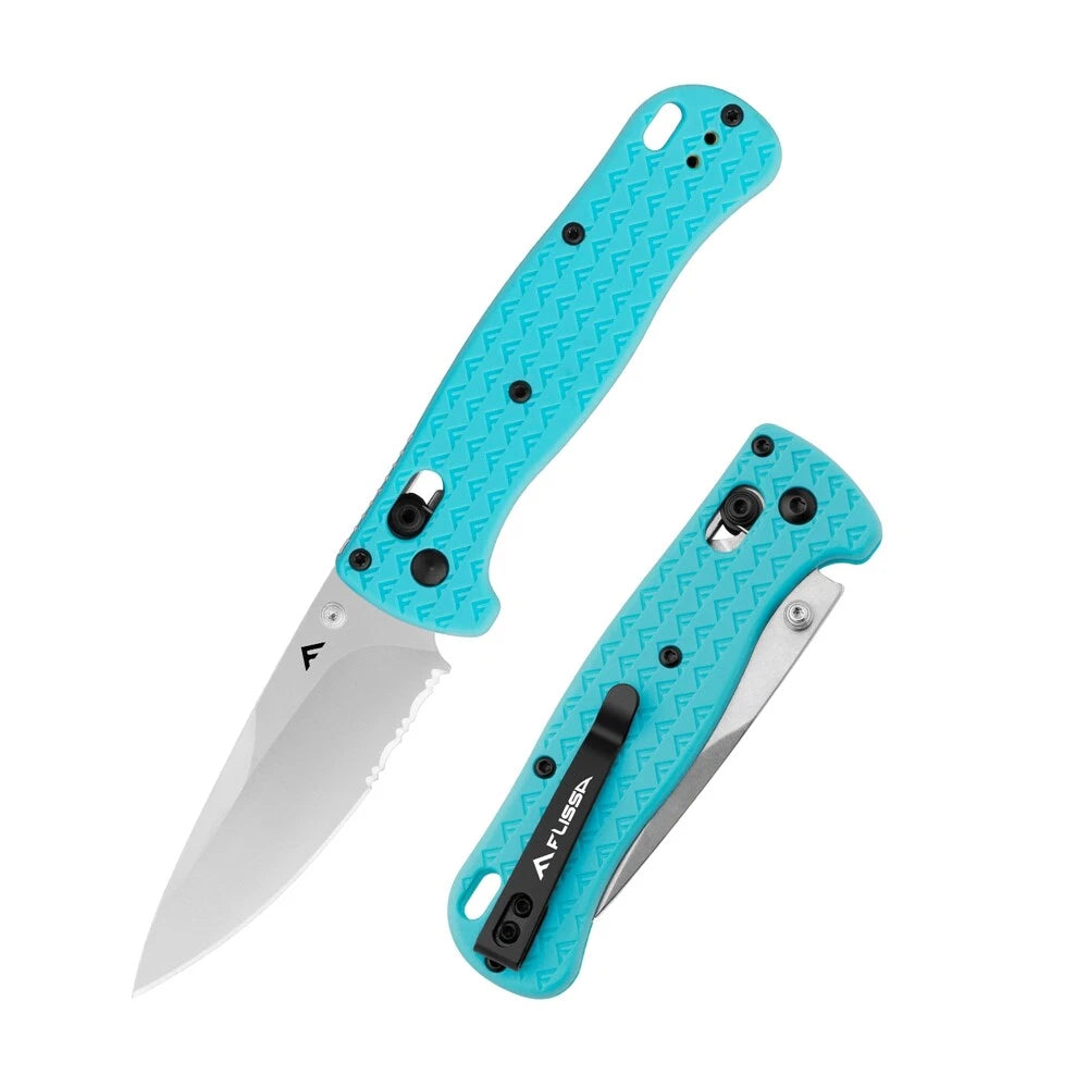 FLISSA 4.5" Folding Pocket Knife 3.2" AUS-8 Steel Blades w/Pocket Clip Axis Lock