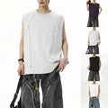 Men's Rivet Sleeveless Tank Vest - Cotton Polyester Blend Casual Wear
