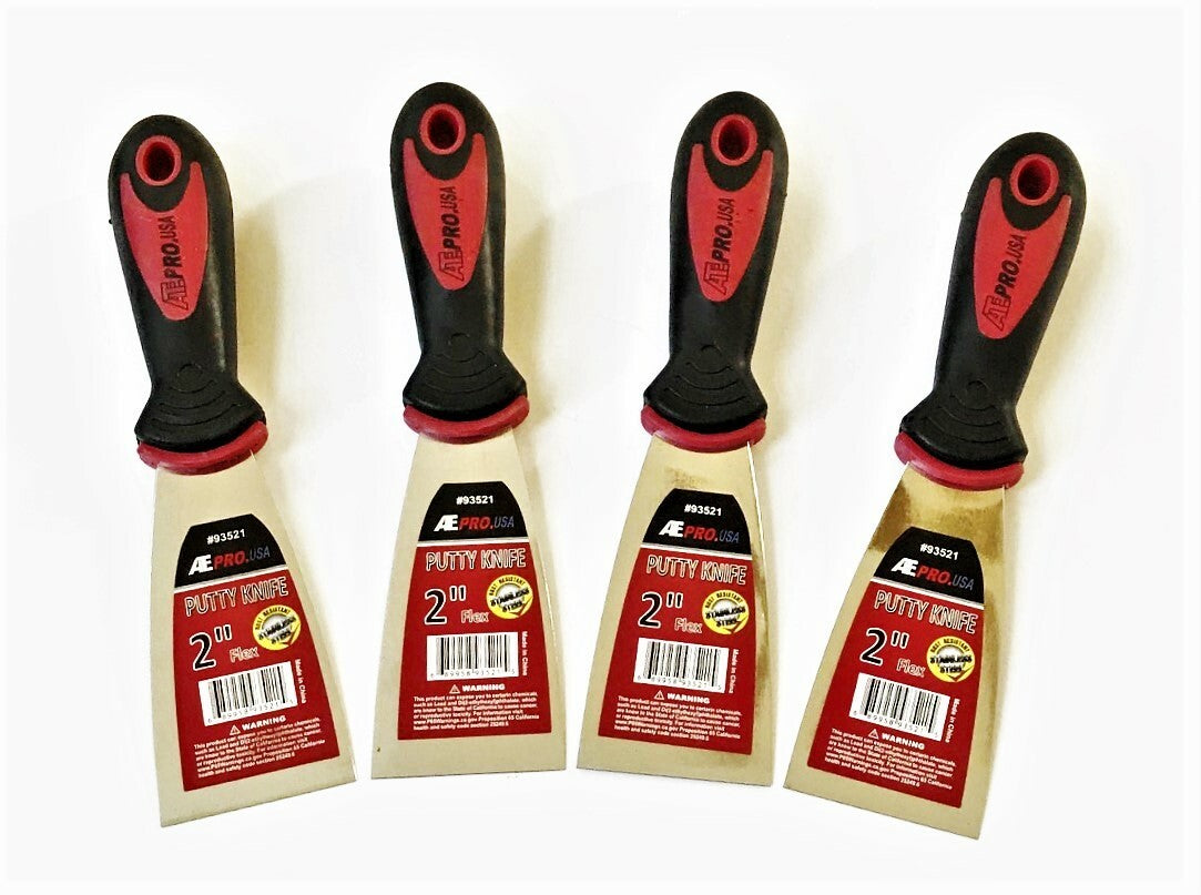 4 ATE PRO 2" FLEXIBLE STAINLESS STEEL PUTTY KNIFE KNIVES SCRAPERS DRYWALL 93521O
