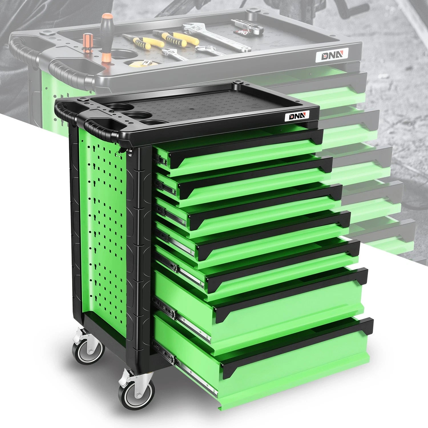 7 Drawers Green Plastic Portable Repair Tools | Built Supply Co