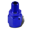 8-An Female Flare To 1/4" NPT Male Blue Aluminum B-Nut Swivel Coupler