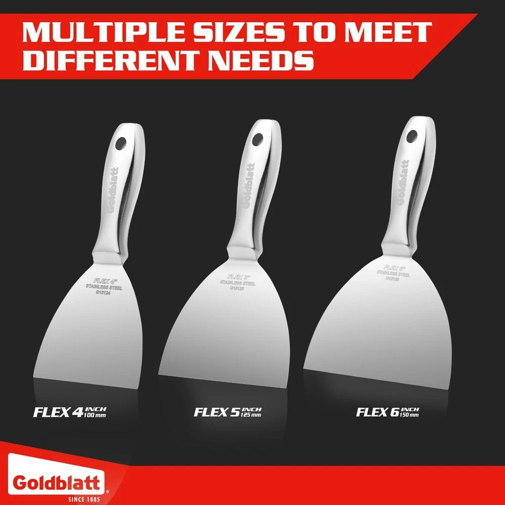 Goldblatt 3PC Putty Knife Set 4" 5" 6" Stainless Steel Paint Scraper Joint Knife