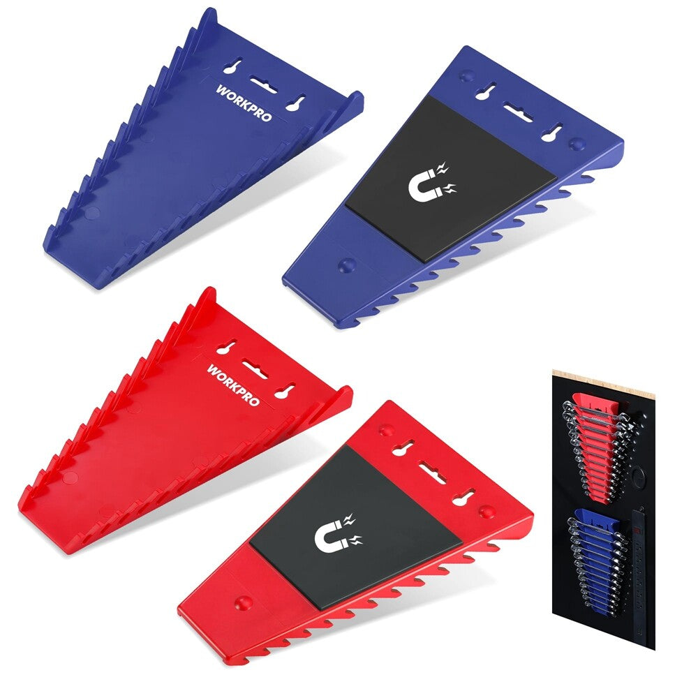 WORKPRO 4PIECE Magnetic Wrench Organizer Wrench Holder Rack Tool Tray