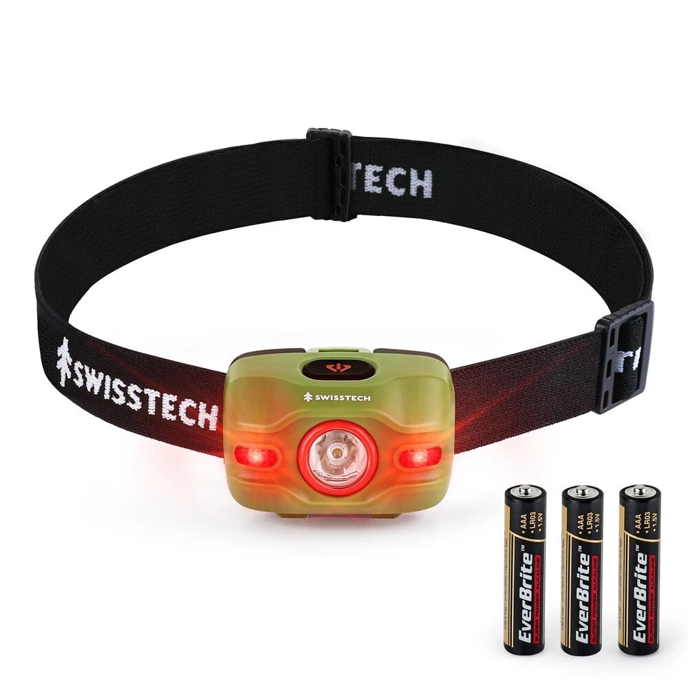 Led Headlamp Flashlight 300 Lumens Head Lamp 3 Lighting Modes W/red