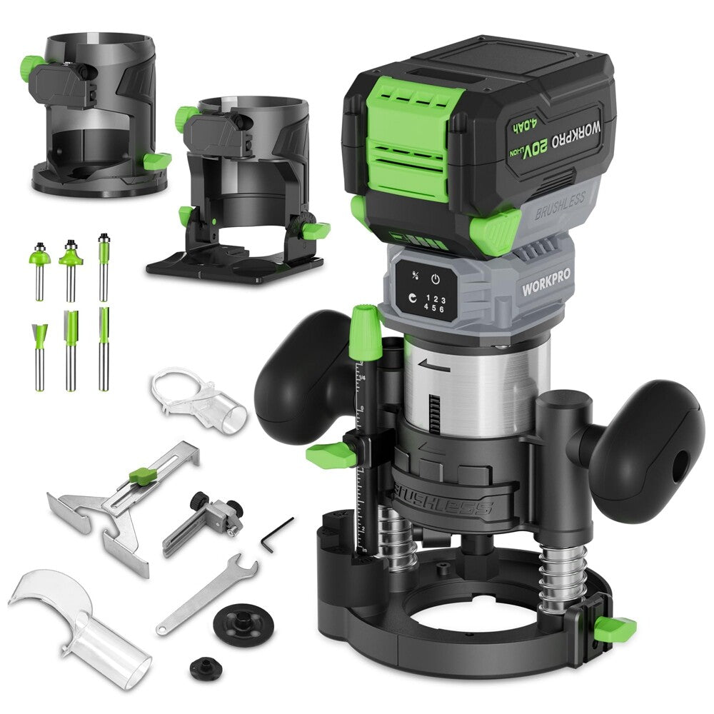 WORKPRO 20V Cordless Compact Router Tool 6 Variable Speeds by WORKPRO