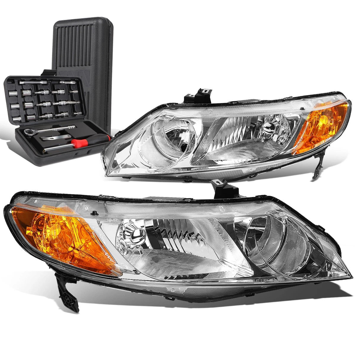 For 2006-2011 Honda Civic Sedan Pair Chrome/amber | Built Supply Co