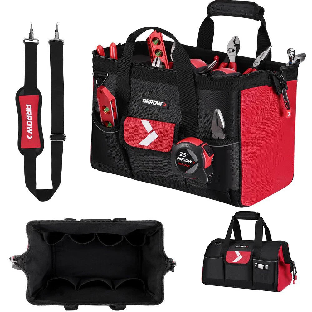 Arrow 16" Heavy Duty Tool Bags With 13 Pockets Anti-slip Feet Tool