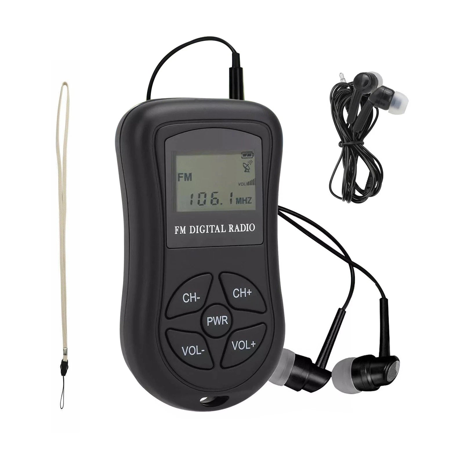 Fm Radio Receiver Dsp Stereo Audio Sound Earphone With 60-108 Mhz Fm