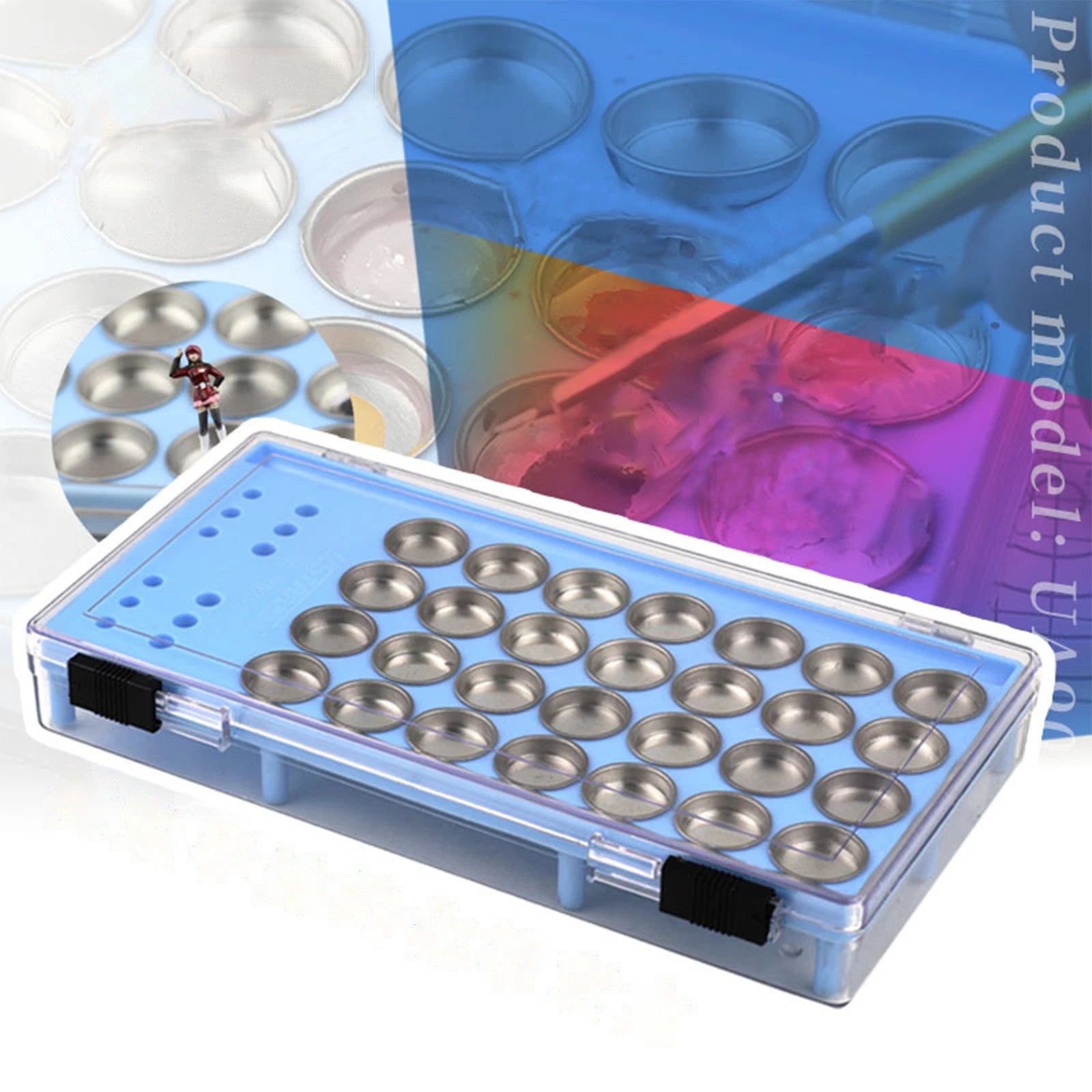 2-layer Pigment Palette Hook Line Pen Storage Box Coloring Tool For