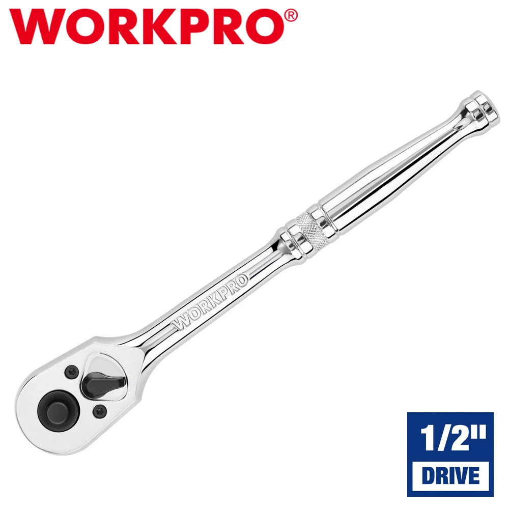 WORKPRO 1/2" Drive Ratchet Handle 72-Tooth Quick-Release Reversible Ratchet Sets