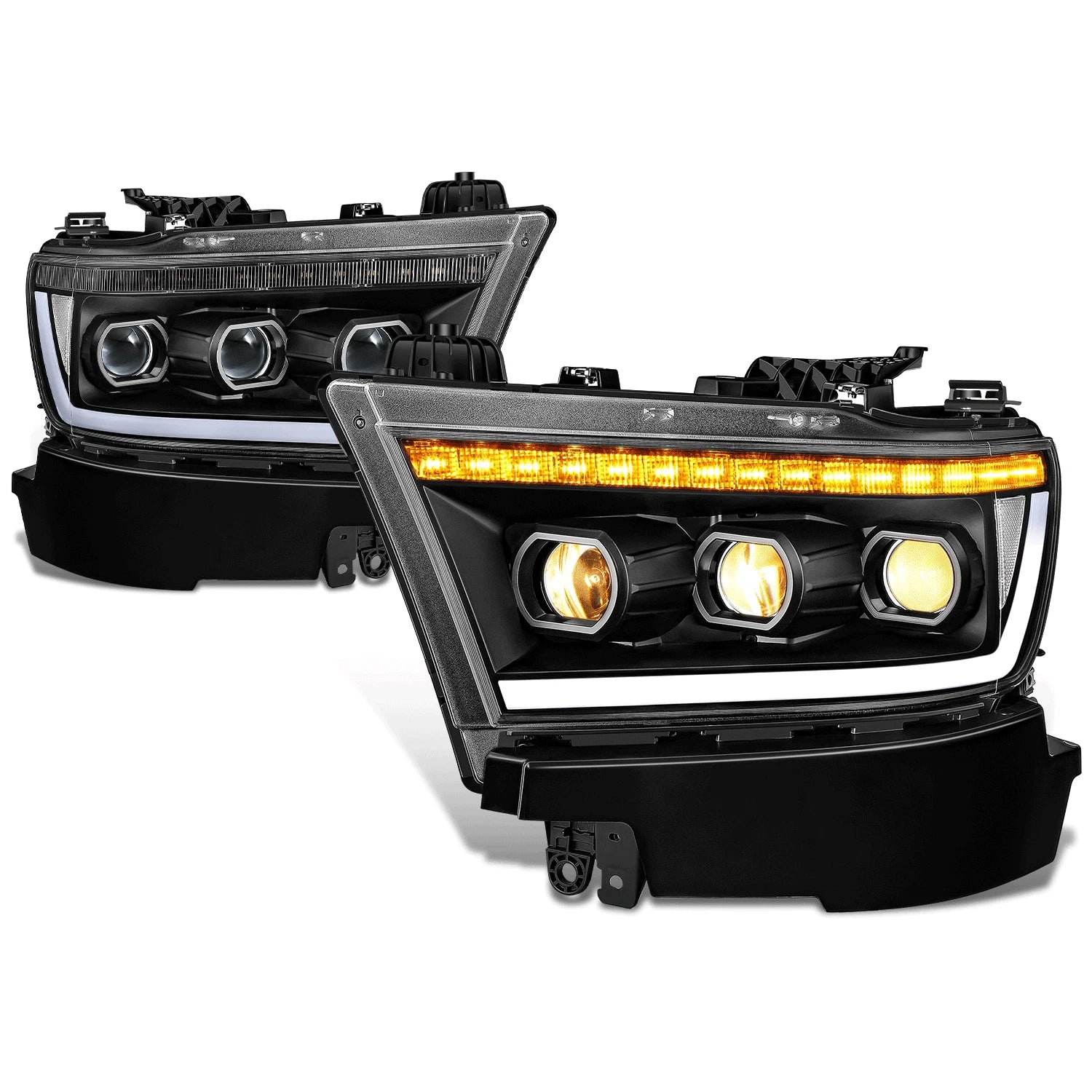 Fit 19-24 Ram 1500 Black Clear Triple Projector Led | Built Supply Co