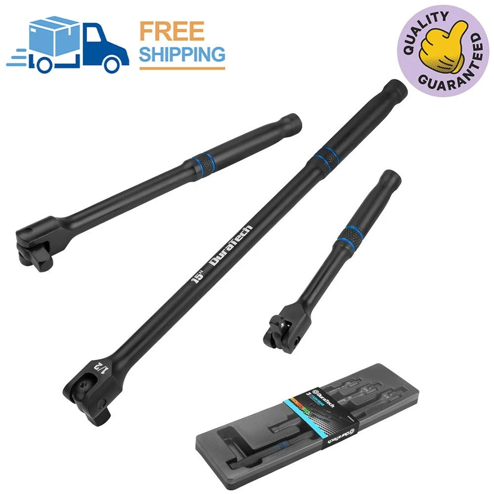 Breaker Bar Set 1/4" 3/8" 1/2" Drive 180°rotatable Head 6" 10” 15"