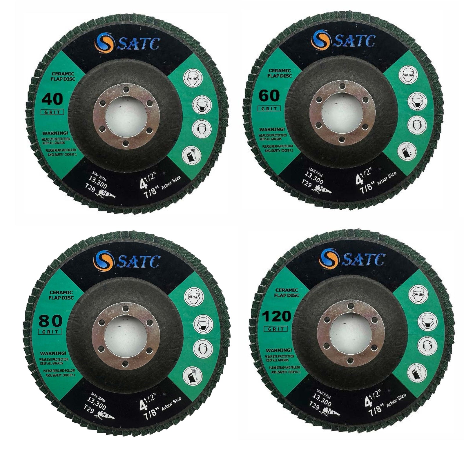 Ceramic Flap Discs 4.5" x 7/8-Inch Sanding Disc Type #29 Premium For