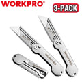 Workpro 3-pack Folding Utility Knife Set Edc Box Cutter Knife Quick